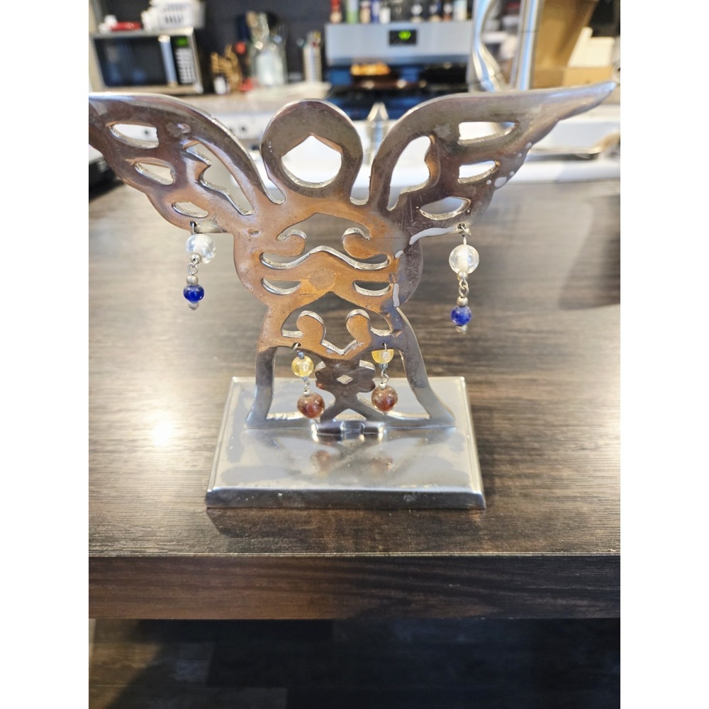 Vintage Stocking Holder Angel  With Beaded Accents
